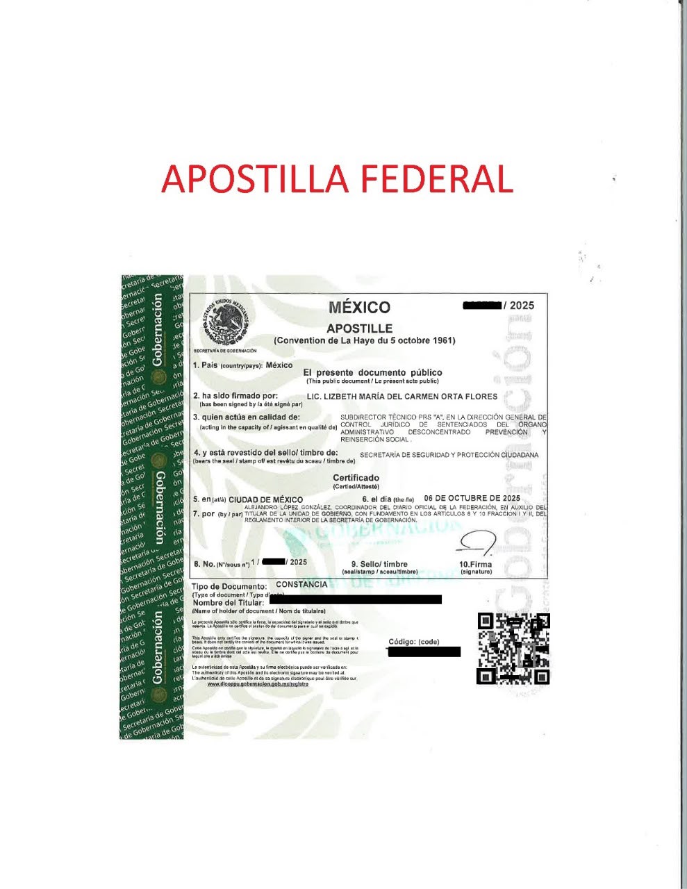 Ejemplo de apostilla